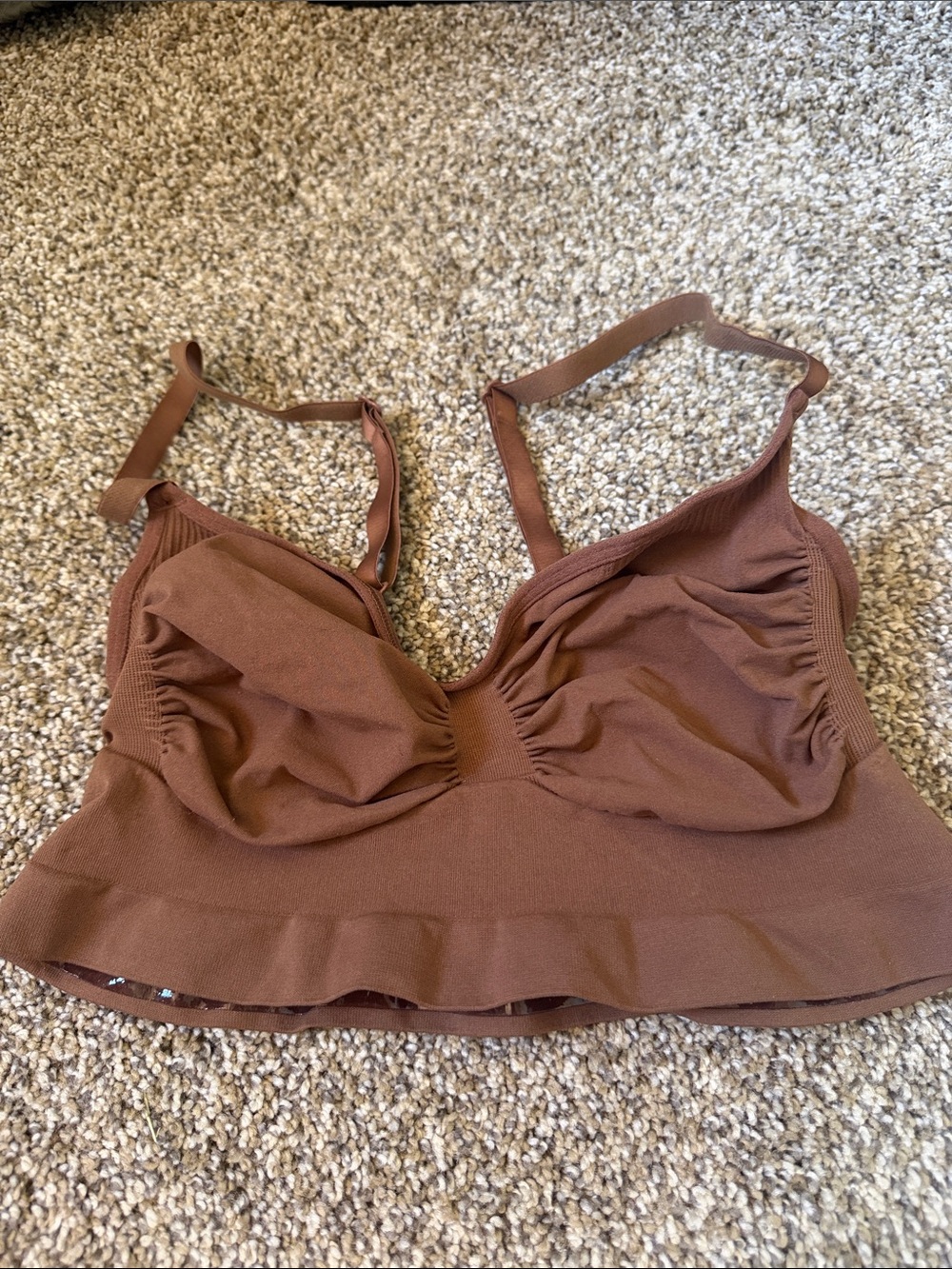 SKIMS Brown Ribbed Bralette Top
